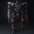 Two Red Mechanical Robot Characters With Detailed Metallic Structure And Standing Pose 3d model