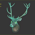 Realistic Brown Deer Head With Large Antlers And Detailed Fur Design