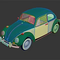 Vintage Turquoise And Cream Beetle Car With Classic Retro Design