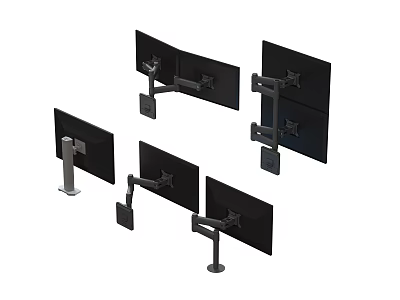 Different Types Of Adjustable Monitor Mounts For Desktop And Wall Use 3d model