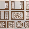 New Chinese-style openwork window retro window grilles openwork window 3d model