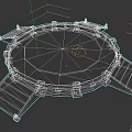 Elegant Garden Landscape Design With Circular Platform And Symmetric Stone Steps