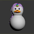 Playful Unicorn Duck Character With Pink Hair And Rainbow Horn Toy Design