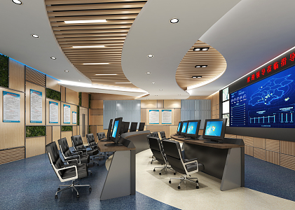 Modern monitoring room monitoring hall 3d model