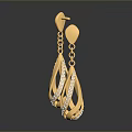 Gold Teardrop Earrings With Diamond Accents And Elegant Gold Chain Design