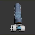 Blue Vintage Roller Skates With White Wheels And Brown Toe For Skater