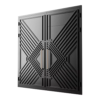 Modern double-door profiled metal entrance door 3d model