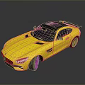 Yellow Sports Car With Black Roof Rear Spoiler And Sleek Sporty Design