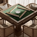 New Chinese Mahjong Table and Chair Mahjong Table and Chair Combination 3d model