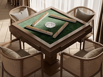 New Chinese Mahjong Table and Chair Mahjong Table and Chair Combination 3d model