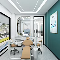 Modern Dental Clinic Interior Design With Green Wall Large Window And Dental Chair