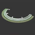 Silver Multi layer Arc Shaped Jewelry Pendant With Inlaid Crystals And Geometric Patterns