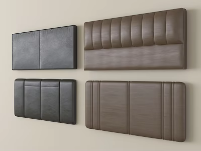 Leather Upholstered Bed Headboards In Black And Brown With Tufted Designs 3d model