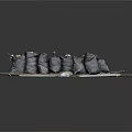 Household Supplies With Black Garbage Bags Wooden Boards Metal Strips And Small White Box