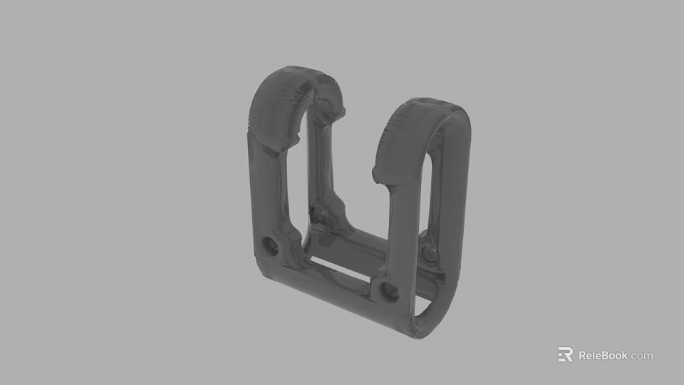 Gray Mechanical Bracket 3D Model With Curved Arms Mounting Holes And Base 3d model 