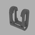 Gray Mechanical Bracket 3D Model With Curved Arms Mounting Holes And Base 3d model