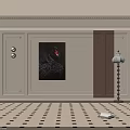 Elegant Interior Featuring Gypsum Cornice Decor On Wall With Painting And Floor Lamp