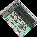 Industrial Workshop Interior With Metal Processing Equipment Production Line Steel Structure And Green Floor