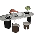 Modern Desk and Chair Combination Stool Desk 3d model
