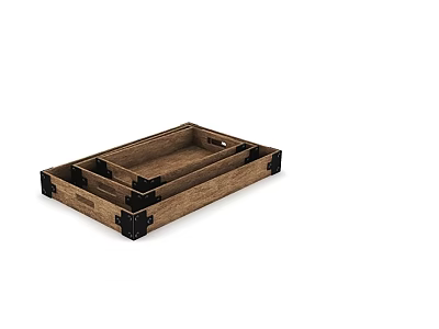 Wooden Stackable Trays With Black Corner Accents For Daily Essentials Storage 3d model