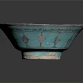 Turquoise and Silver Carved Bowl With Intricate Patterns and Artistic Designs