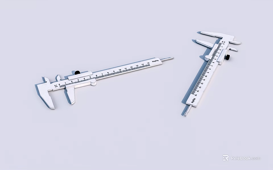 Two Metal Vernier Calipers Precision Measuring Tools For Accurate Measurement 3d model