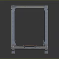 Metal Railway Bridge Model with Steel Frame Structure and Rail Tracks on Reflective Surface