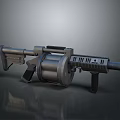 Tactical Heavy Machine Gun With Rotating Barrels Drum Magazine And Grip