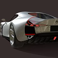 Silver Sports Car With Sleek Aerodynamic Design Transparent Roof And Red Leather Seats