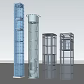 Modern Glass Elevator Structure With Transparent Design And Outdoor Metal Frame 3d model