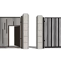 Double Door Design For Modern Residential Exterior With Grille Details And Trees