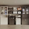 Modern Office Space With Office Appliances Printers Filing Cabinets And Shelves