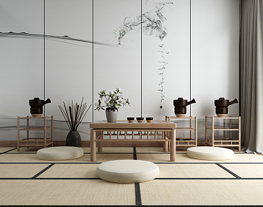 Japanese Tea Table and Chair 3d model