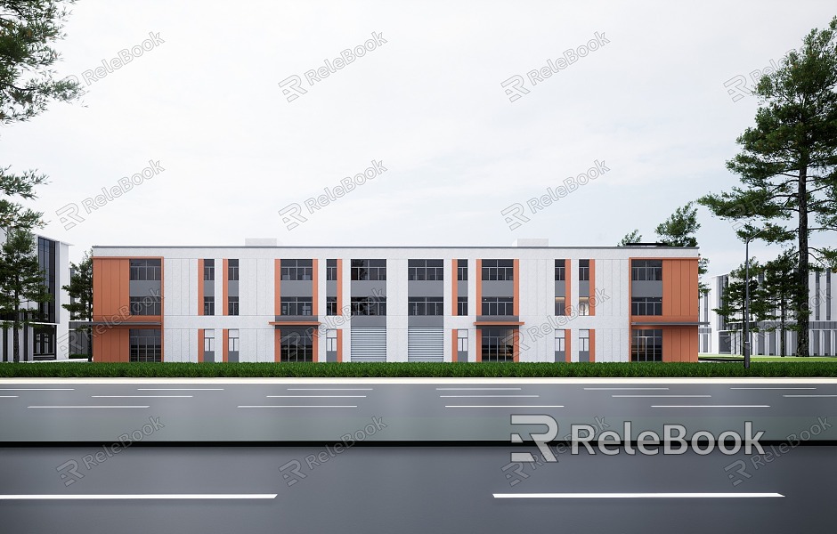 Modern Industrial Factory Building Multi-storey Factory Building Modern Factory Building Square Factory Building Multi-storey Office model