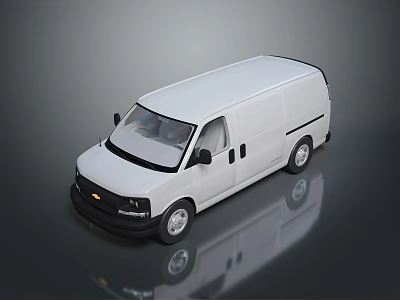 White Chevrolet Cargo Van With Sleek Design And Commercial Use Features 3d model