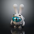 Rabbit Shaped Doll in Astronaut Costume with White Ears Transparent Blue Visor and Silver Details