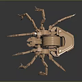 Golden Mechanical Spider With Multiple Legs And Intricate Metal Structure 3d model