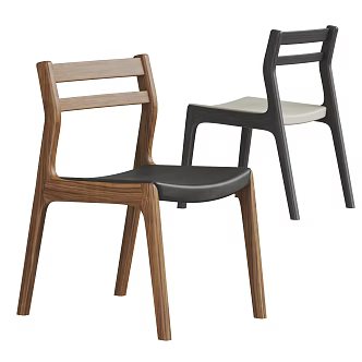 Antique Dining Chair Nordic Dining Chair Leather Chair Wooden Chair Walnut Dining Chair Single Chair 3d model