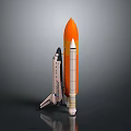 Realistic Space Shuttle and Orange Rocket Model for Space Exploration 3d model