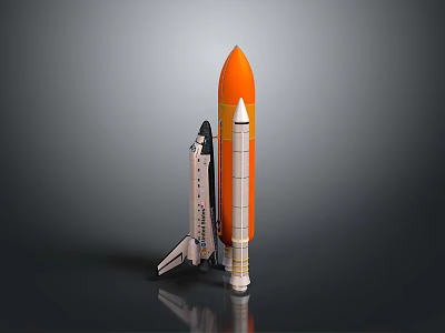 Realistic Space Shuttle and Orange Rocket Model for Space Exploration 3d model