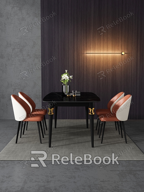 Restaurant Rock Board Dining Table and Chair Sideboard Cabinet Combination model