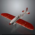 Red and White Biplane Model with Decorative Wings and Tail Details