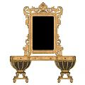 Elegant Classic Ornate Dressing Table With Intricate Carvings And Decorative Mirror