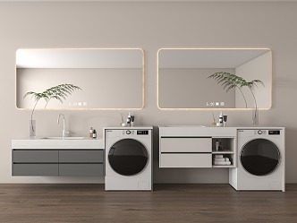 Modern Washbasin Bathroom Cabinet Washing Cabinet Table Basin Washer and Dryer 3d model