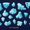 Blue Glacier Ice Wall Decor With Various Geometric Shapes And Designs