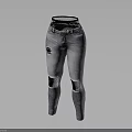 Distressed Jeans with Knee Patches Mesh Waistband Skinny Fit Casual Fashion
