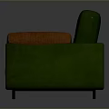 Green Leather Multi Seater Sofa With Orange Armrests And Tufted Design 3d model