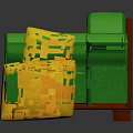 Stylish Green Sofa With Button Tufted Design Wooden Frame And Yellow Cushions