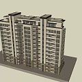 Modern High Rise Building Facade With Multiple Windows And Main Entrance 3d model