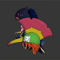 Cartoon Character Heads With Wing Decorations Cat Ear Long Hair And Bird Beak Design